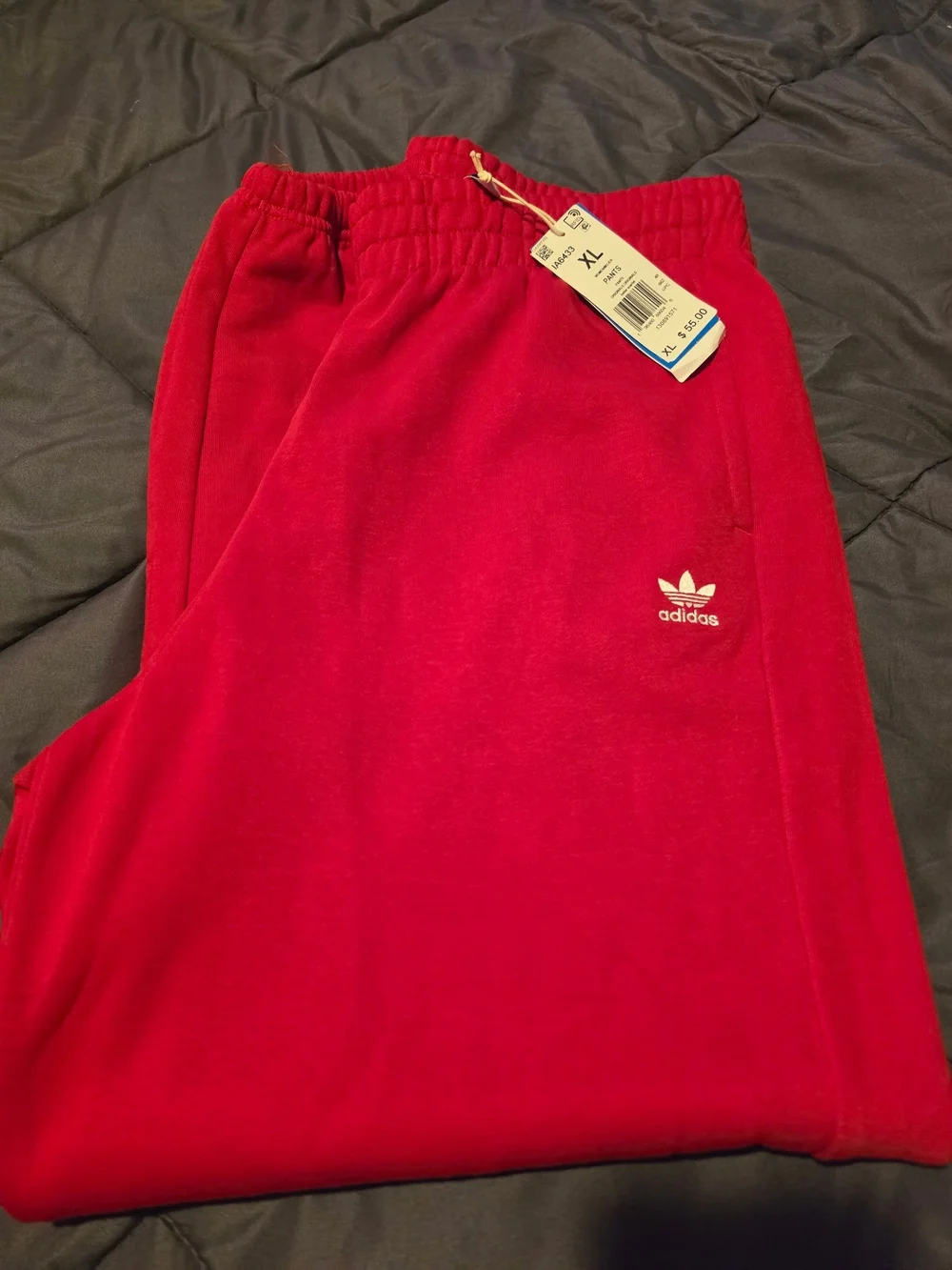 adidas Unisex Bright Red Joggers with Logo